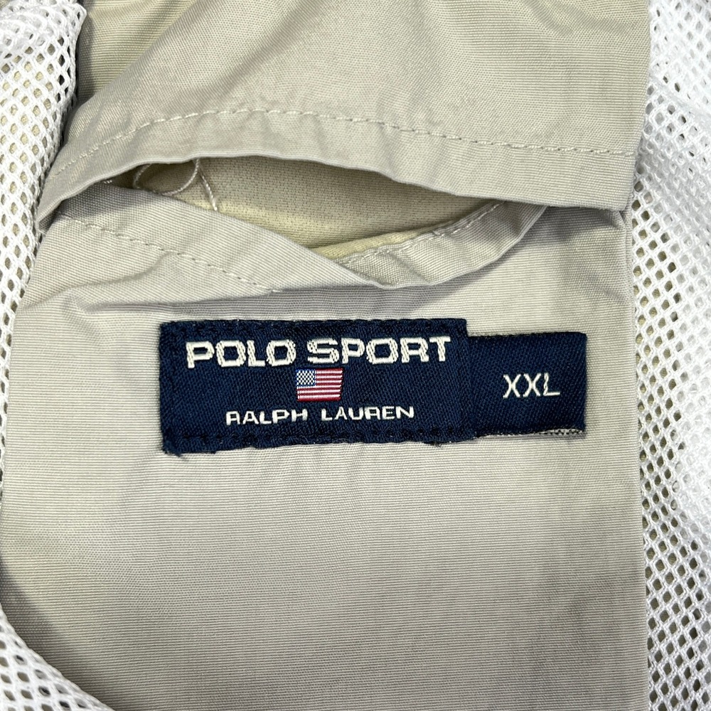 Vintage Polo Sport Ralph Lauren Mens XXL Tan Nylon Swim Trunks USA Flag Logo - Picture 3 of 8